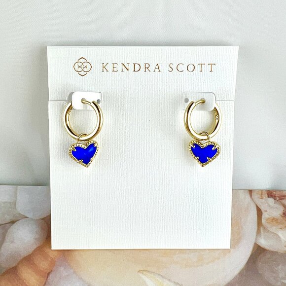 Kendra Scott Jewelry - Kendra Scott Ari Heart Cobalt Blue gold earrings